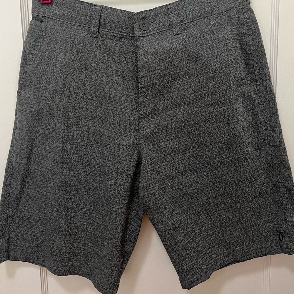 Hang Ten Chino Shorts Men's 34 Black Gray Striped